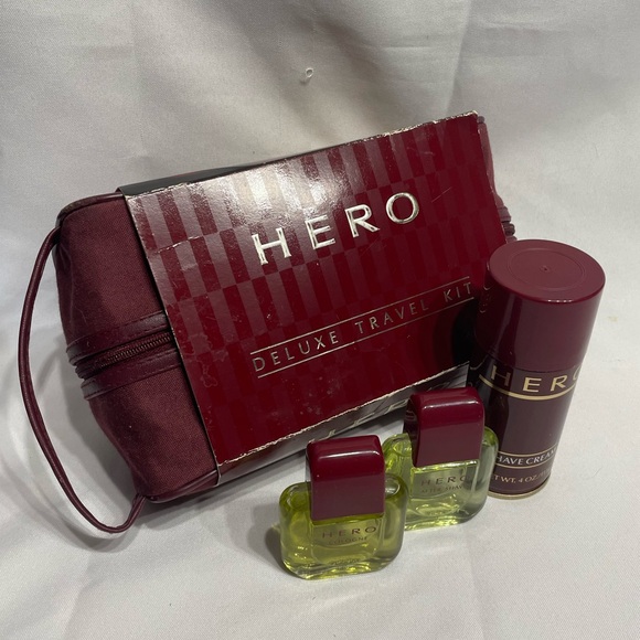 VINTAGE HERO Deluxe Travel Set w Travel Bag Cologne After Shave & Shaving Cream - Picture 1 of 5